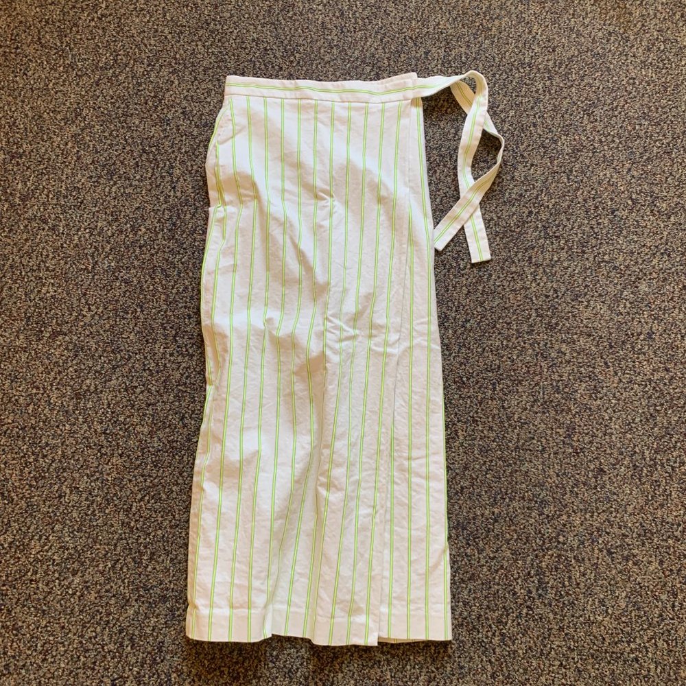 Banana Republic cream maxi wrap skirt neon stripe